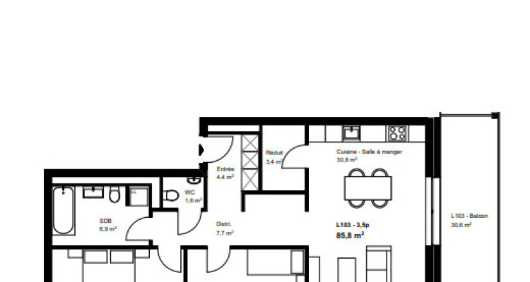 Appartement de 3.5 pièces avec grand balcon image 2