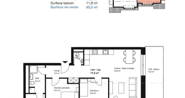 Appartement de 3.5 pièces avec balcon image 2