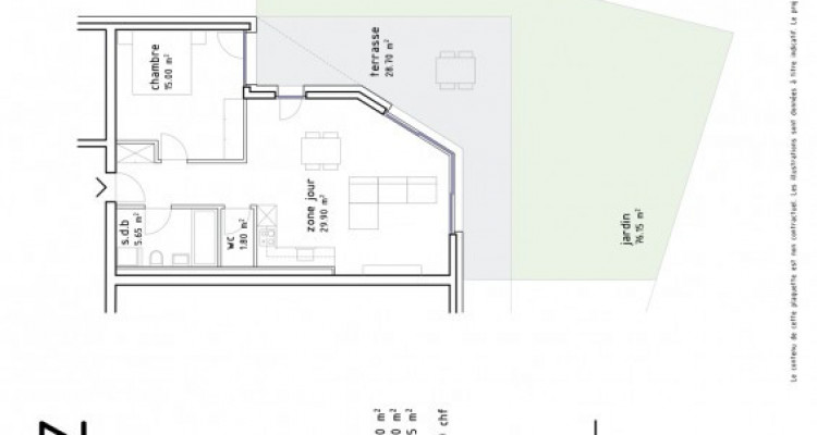FOTI IMMO - Grand 2,5 pièces avec terrasse/jardin de plus de 100 m2. image 6