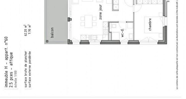 LOCATION VENTE - Bel attique neuf de 2,5 pièces avec balcon. image 5