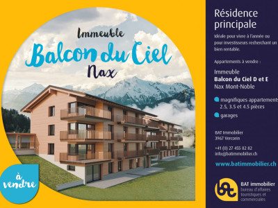 Balcon du Ciel à Nax - Résidences principales du studio au 4 pièces, début des travaux au printemps 2025 image 1