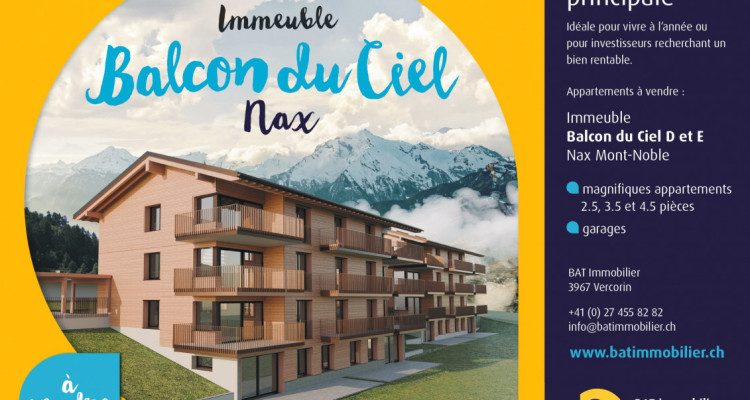 Balcon du Ciel à Nax - Résidences principales du studio au 4 pièces, début des travaux au printemps 2025 image 1