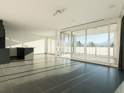 Magnifique et lumineux 3,5 pièces bénéficiant dune grande terrasse vitrée avec vitres coulissantes et vue panoramique dégagée image 2