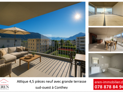 Attique exceptionnel 4,5 neuf avec vue panoramique et terrasse de 55 m2 sud-ouest image 1