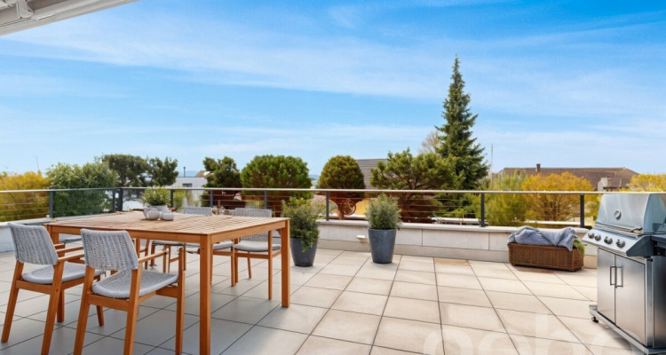Appartement-terrasse lumineux et élégant avec vue à Gampelen image 2