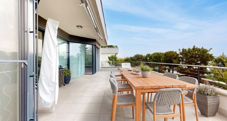 Appartement-terrasse lumineux et élégant avec vue à Gampelen image 8
