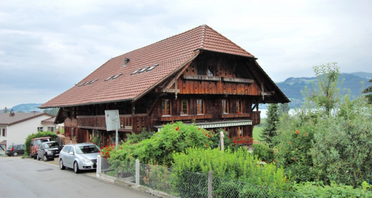 Zu vermieten in Gwatt, in altem, umgebauten Bauernhaus, grosse 3,5 Zimmer Dachwohnung image 1