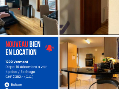 Reprise de bail – 4 pièces à 5 minutes du lac – Genève  image 1