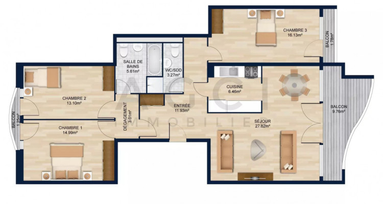Appartement spacieux et traversant lumineux avec balcons image 11