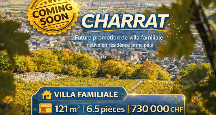 CHARRAT  – Villas familiales NEUVES – 6.5 pièces – 121 m2 – dès CHF 730000.- image 1