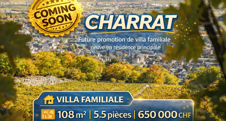 CHARRAT  – Villas familiales NEUVES – 5.5 pièces – 108 m2 – dès CHF 650000.- image 1