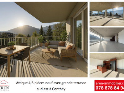 Magnifique attique 4.5 pièces neuf avec grande terrasse panoramique à Conthey lumineux et moderne image 1