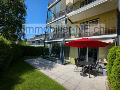 Bel appartement de 3,5 pièces, bénéficiant dun jardin privatif et dune place de parc intérieure image 1