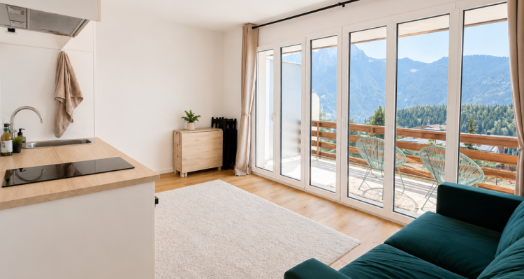 À louer un magnifique studio partiellement meublé et rénové avec vue sur les Dents-du-Midi image 1
