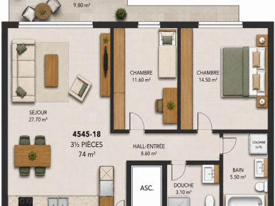 Appartement de rendement ? 3.5 pièces avec grande terrasse plein ouest image 3