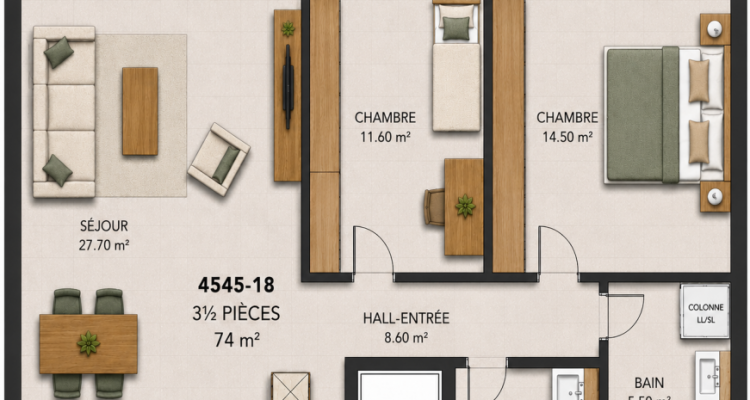 Appartement de rendement ? 3.5 pièces avec grande terrasse plein ouest image 3