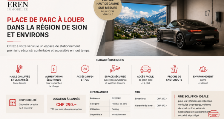Place de parc à louer dans la région de Sion et environs image 1
