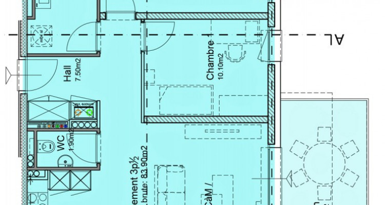 HOME SERVICE vous propose un attique de 3,5 pièces avec balcon. image 6
