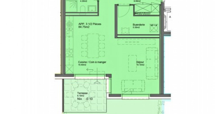 HOME SERVICE vous propose un appartement de 3,5 pièces avec jardin. image 6