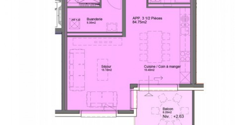 HOME SERVICE vous propose un appartement de 3,5 pièces avec balcon. image 6