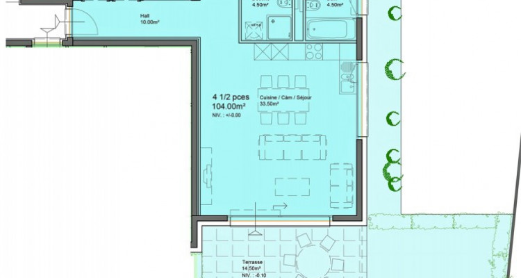 Appartement neuf de 4.5 pièces avec jardin. image 4