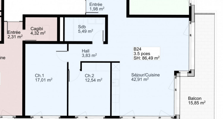 Appartement de 3,5 pièces avec balcon au 2ème étage image 4
