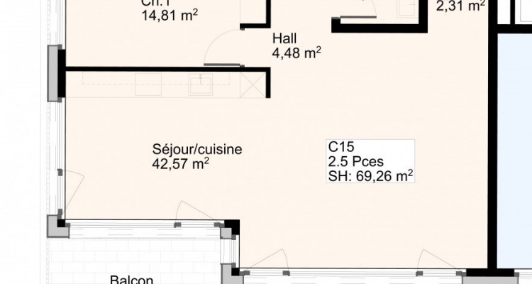 Appartement de 2,5 pièces avec balcon. image 6