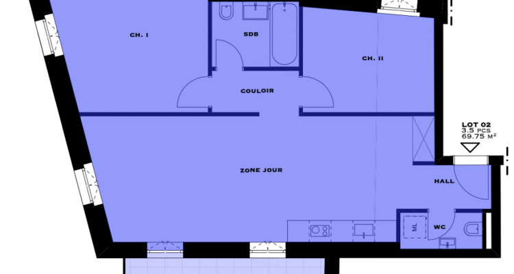 Appartement de 3.5 pièces avec balcon de 8 m2 image 2